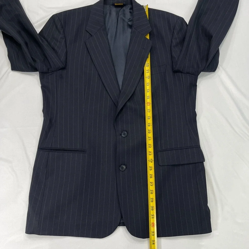 Brooks Brothers Brooksease Wool Blazer 43L Mens Black Pinstripe‎ Suit Jacket